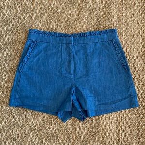 J. Crew Blue Chambray High Waisted Shorts